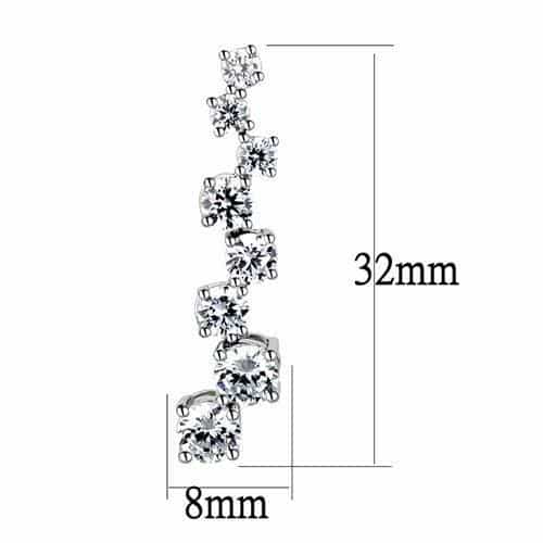 Brass CZ Multi-Shape Graduated Ear Climber Earrings view 2