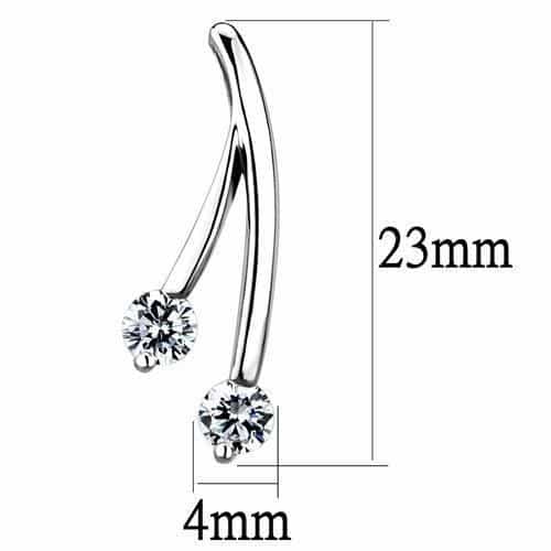 Brass CZ Round Curved Bar Drop Earrings | The Stainless Jewelry view 2