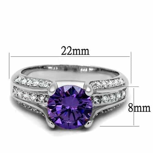 Brass Amethyst Round Solitaire Channel Pavé Ring view 6