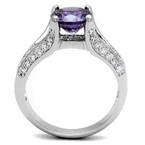 Brass Amethyst Round Solitaire Channel Pavé Ring view 7