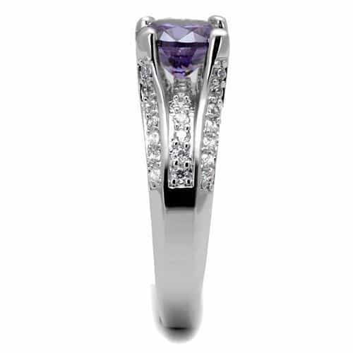 Brass Amethyst Round Solitaire Channel Pavé Ring view 8