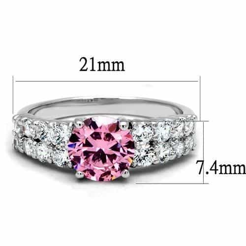Brass Pink CZ Round Solitaire Pavé Band Ring view 6