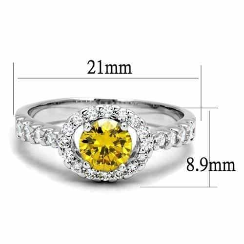 Brass Yellow CZ Round Halo Pavé Ring | The Stainless Jewelry view 2