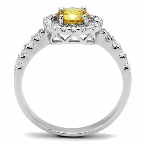 Brass Yellow CZ Round Halo Pavé Ring | The Stainless Jewelry view 7