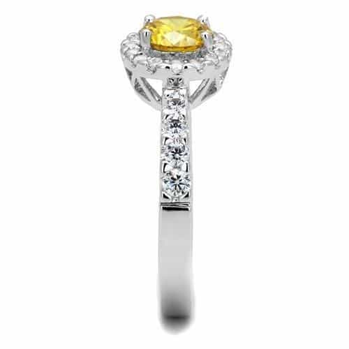 Brass Yellow CZ Round Halo Pavé Ring | The Stainless Jewelry view 8