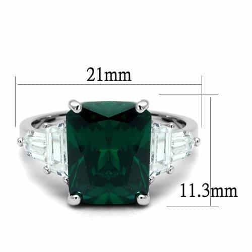 Brass Emerald Emerald-Cut Baguette Three-Stone Ring view 6