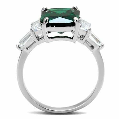 Brass Emerald Emerald-Cut Baguette Three-Stone Ring view 7