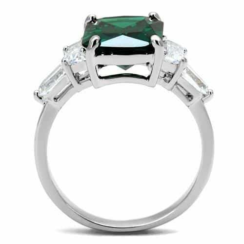 Brass Emerald Emerald-Cut Baguette Three-Stone Ring view 3