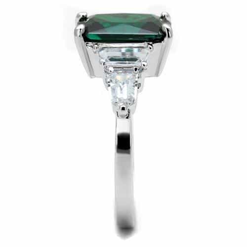 Brass Emerald Emerald-Cut Baguette Three-Stone Ring view 8