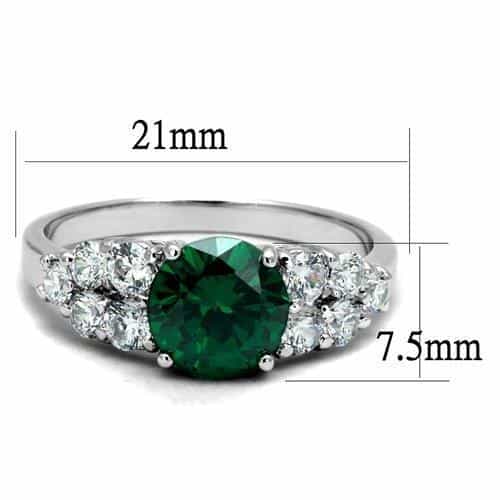 Brass Emerald Round Solitaire CZ Cluster Ring view 2