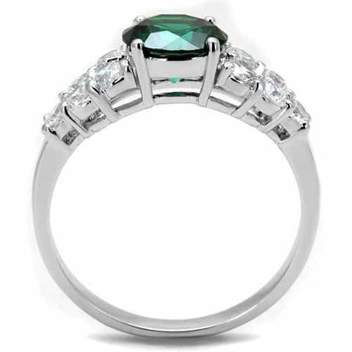 Brass Emerald Round Solitaire CZ Cluster Ring view 3