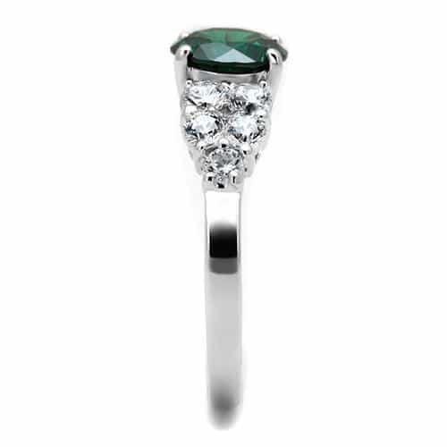 Brass Emerald Round Solitaire CZ Cluster Ring view 8