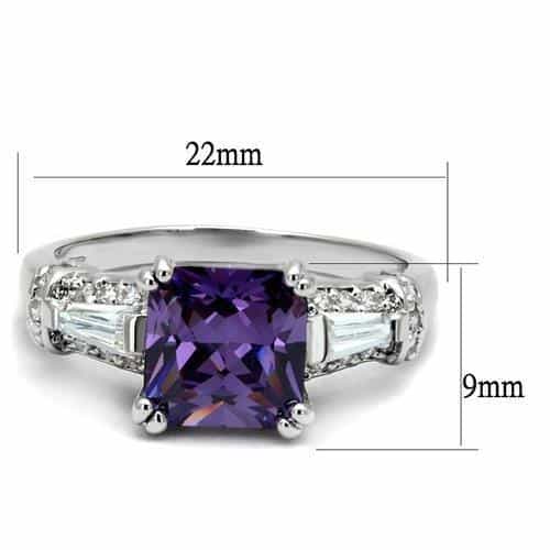 Brass Amethyst Emerald-Cut Baguette Channel Ring view 2
