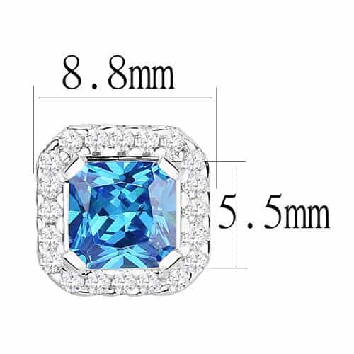 Sterling SilverBlue Topaz Princess-Cut Halo Stud Earrings view 2