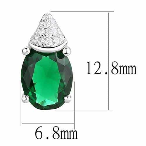 Sterling SilverEmerald Oval Pear CZ Cap Stud Earrings view 2