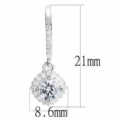 Sterling Silver CZ Round Halo Cluster Hook Drop Earrings view 2