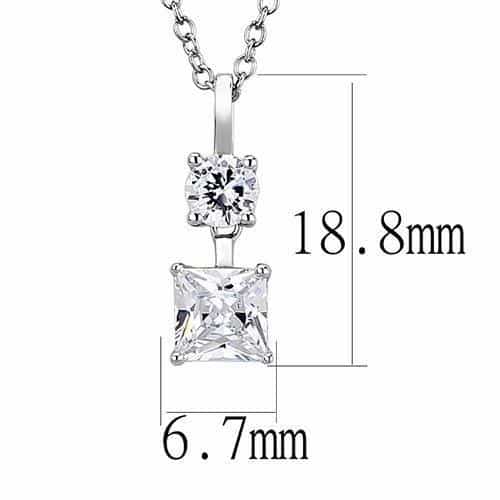 Sterling Silver Princess Solitaire Pendant view 4