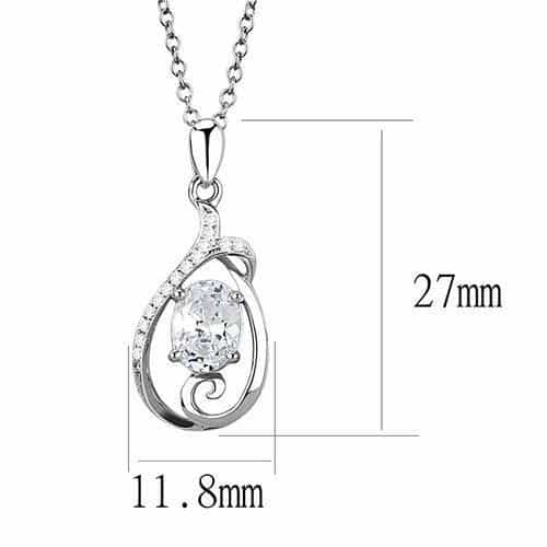 Sterling Silver CZ Pear Scroll Vine Pendant view 4