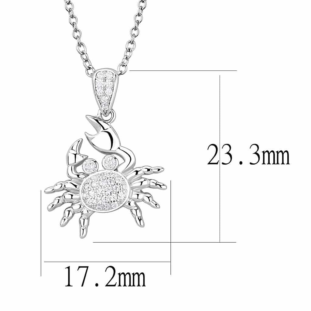 Sterling Silver CZ Crab Cancer Zodiac Pendant view 2