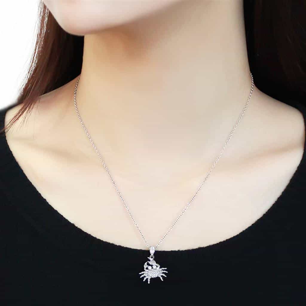 Sterling Silver CZ Crab Cancer Zodiac Pendant view 3