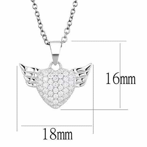 Sterling Silver CZ Winged Heart Pendant | The Stainless Jewelry view 2