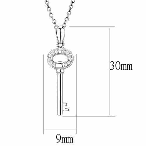 Sterling Silver CZ Heart Key Pendant | The Stainless Jewelry view 4