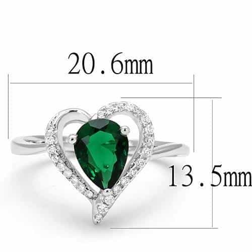 Sterling SilverEmerald Pear CZ Heart Open Ring view 6
