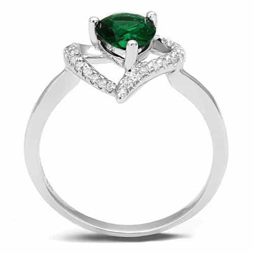 Sterling SilverEmerald Pear CZ Heart Open Ring view 7