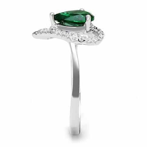 Sterling SilverEmerald Pear CZ Heart Open Ring view 4
