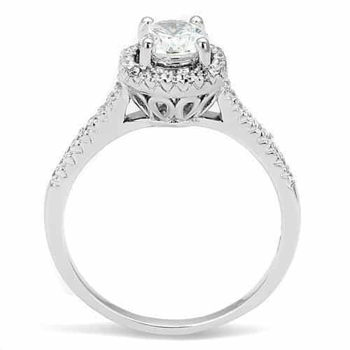 Sterling Silver CZ Round Halo Split Shank Pavé Ring view 3