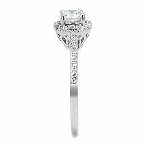Sterling Silver CZ Round Halo Split Shank Pavé Ring view 8