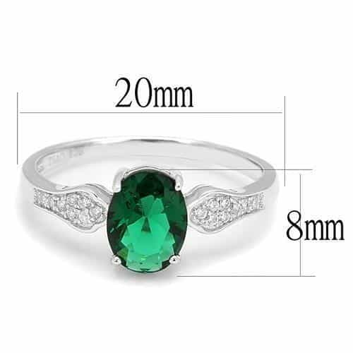 Sterling SilverEmerald Oval Solitaire Prong Ring view 2