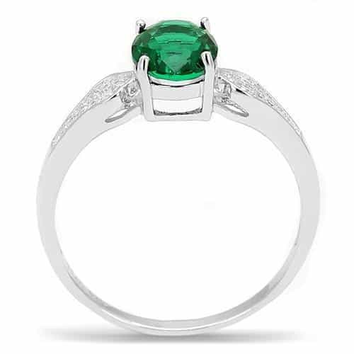 Sterling SilverEmerald Oval Solitaire Prong Ring view 7