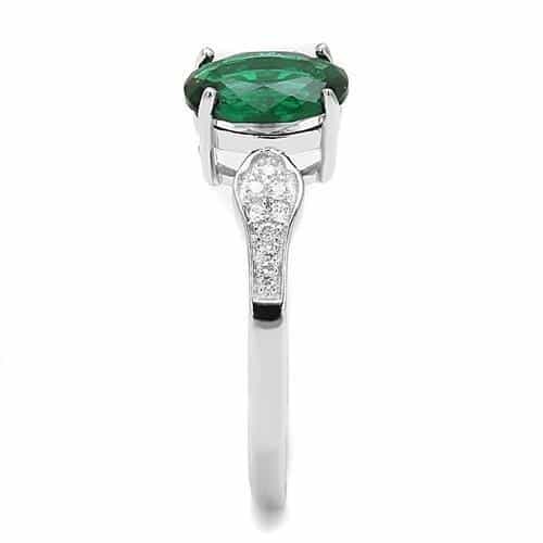 Sterling SilverEmerald Oval Solitaire Prong Ring view 8