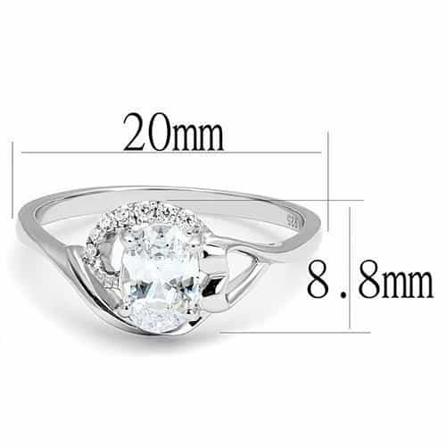 Sterling Silver CZ Round Solitaire Open Twist Ring view 2
