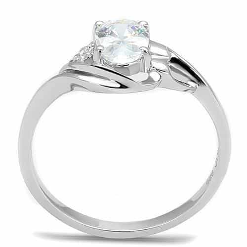 Sterling Silver CZ Round Solitaire Open Twist Ring view 9