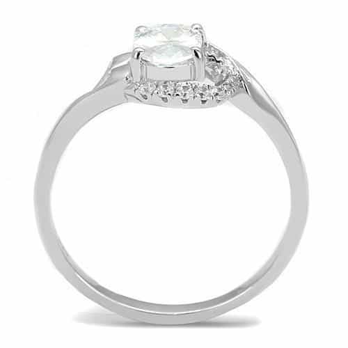 Sterling Silver CZ Round Solitaire Open Twist Ring view 4