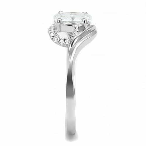 Sterling Silver CZ Round Solitaire Open Twist Ring view 5