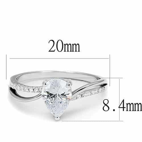 Sterling Silver CZ Pear Solitaire Pavé Band Ring view 2
