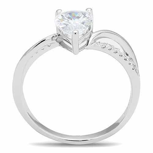 Sterling Silver CZ Pear Solitaire Pavé Band Ring view 7