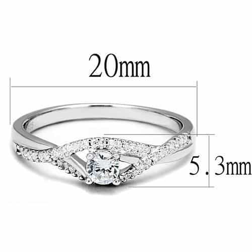 Sterling Silver CZ Round Solitaire Twisted Split Shank Ring view 6