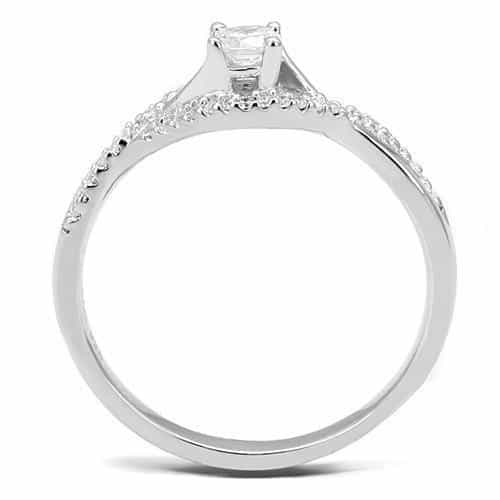 Sterling Silver CZ Round Solitaire Twisted Split Shank Ring view 3