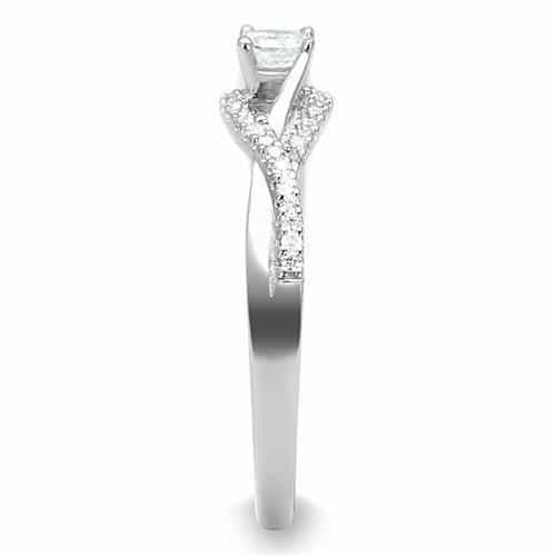 Sterling Silver CZ Round Solitaire Twisted Split Shank Ring view 8