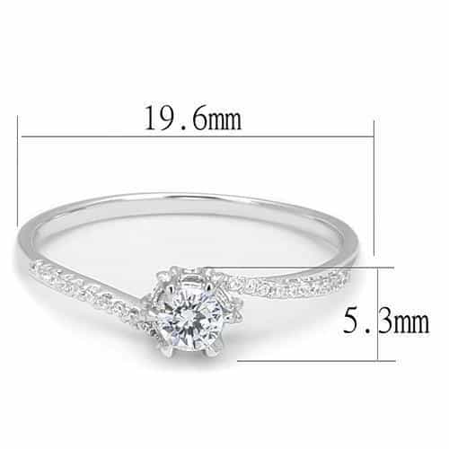 Sterling Silver CZ Round Solitaire Pavé Cathedral Ring view 6