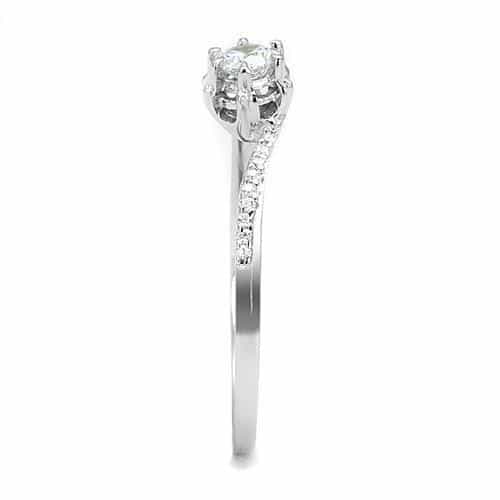 Sterling Silver CZ Round Solitaire Pavé Cathedral Ring view 8