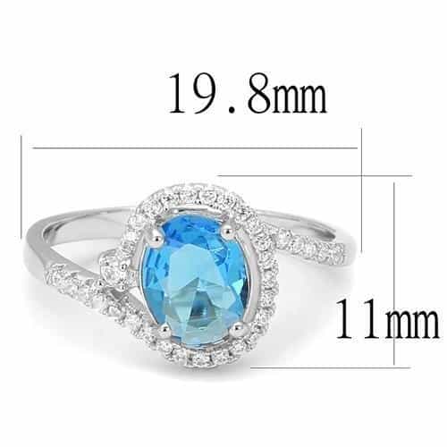 Sterling SilverBlue Topaz Oval Bypass Halo Ring view 6