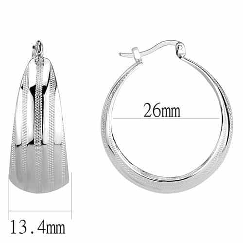 Brass Textured Striped Wide Hoop Earrings | The Stainless Jewelry view 2