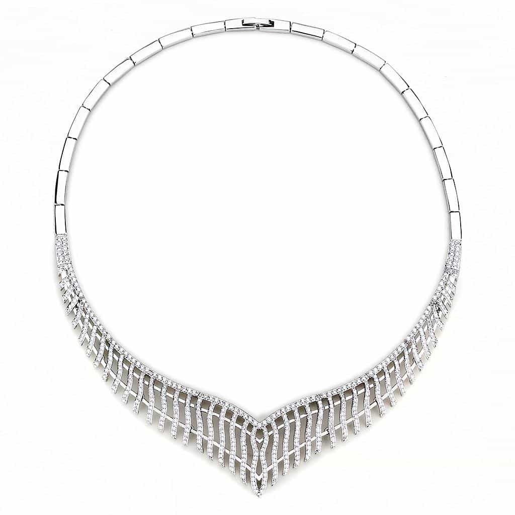 Brass CZ V-Shape Fringe Collar Set Ring | The Stainless Jewelry view 8