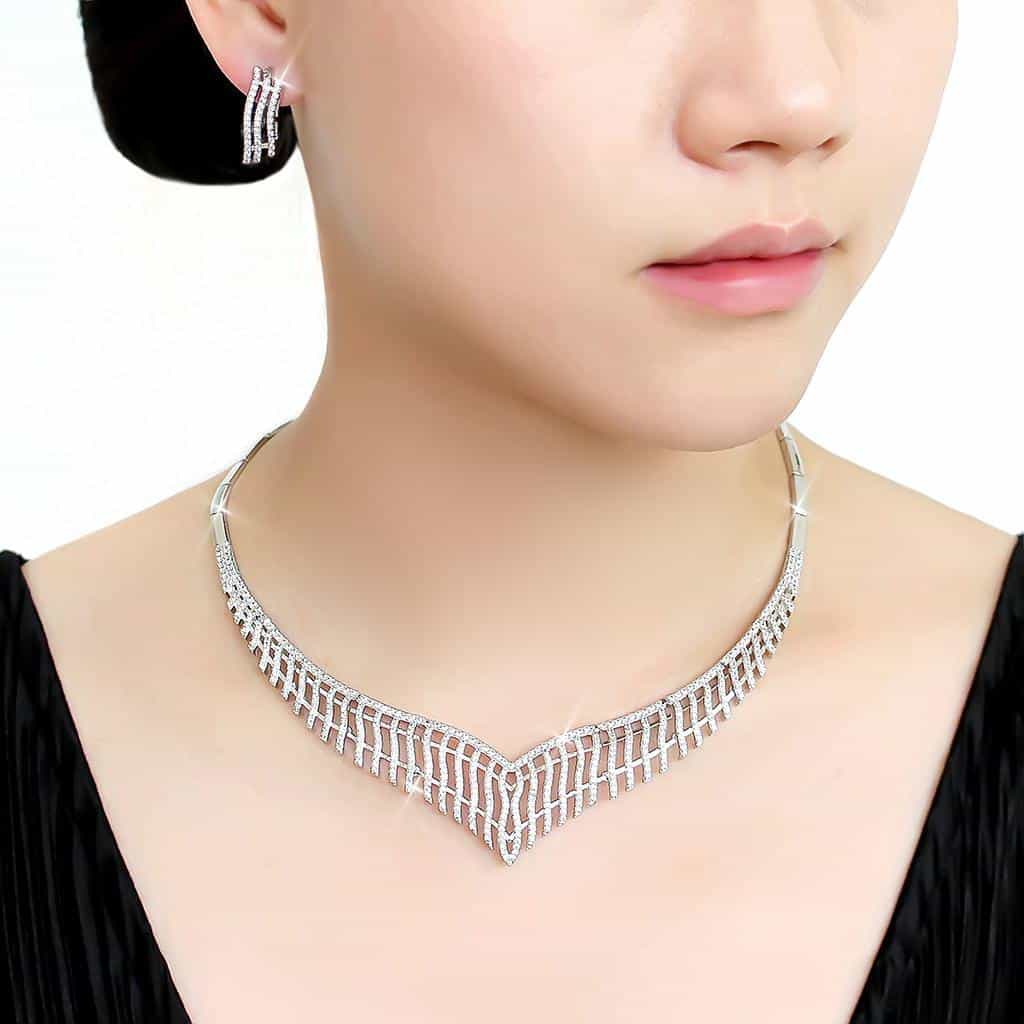 Brass CZ V-Shape Fringe Collar Set Ring | The Stainless Jewelry view 6