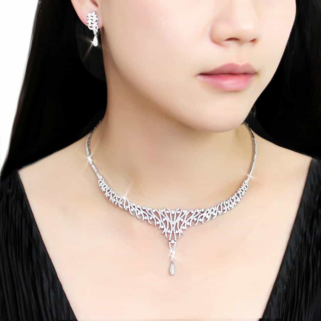 Brass CZ Leaf Starburst Drop Set | The Stainless Jewelry view 12